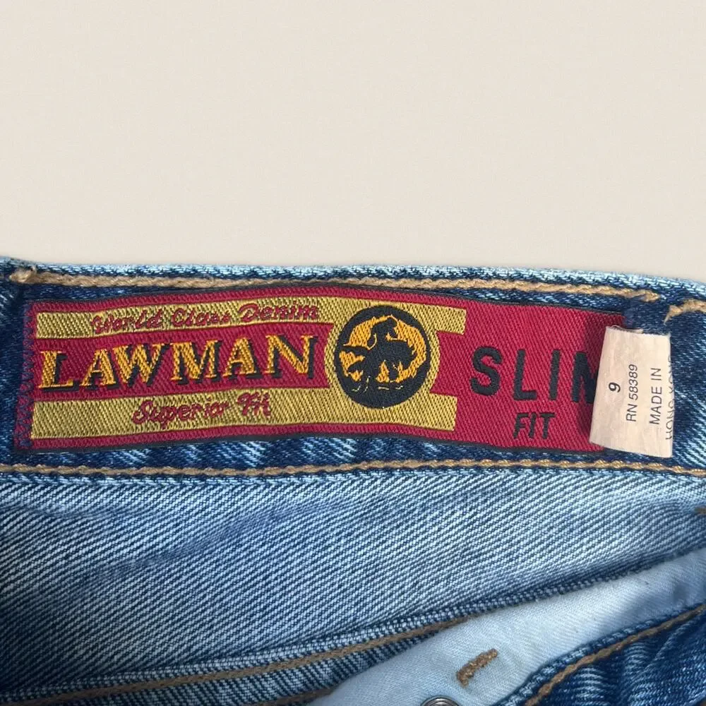 Vintage Western Law Man Slim Fit Blue Jeans 9 - Size 26 x 33‎